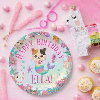 Cat Meowmaid Mermaid Girl Birthday Party Pappteller