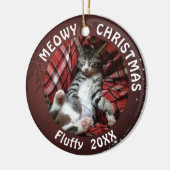 Cat Meowy Christmas 2 Foto Burgundy Keramik Ornament (Links)