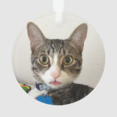 Cat MEOWY CHRISTMAS 2 Foto Name Jahr Rot Ornament (Rückseite)