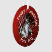Cat MEOWY CHRISTMAS 2 Foto Rot Ornament (Vorderseite)