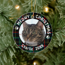 Cat MEOWY CHRISTMAS 2-seitige Weihnachtszeit Karie Keramikornament