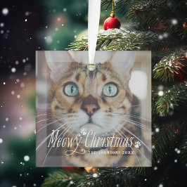 Cat Meowy Christmas Pet Holiday Foto Ornament Aus Glas