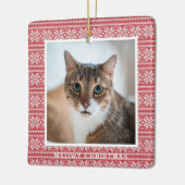 Cat Meowy Christmas Red Strick Pet Keramikornament (Links)