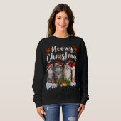 Cat Meowy Familie Matching Weihnachten Pajamas San Sweatshirt (Vorne ganz)