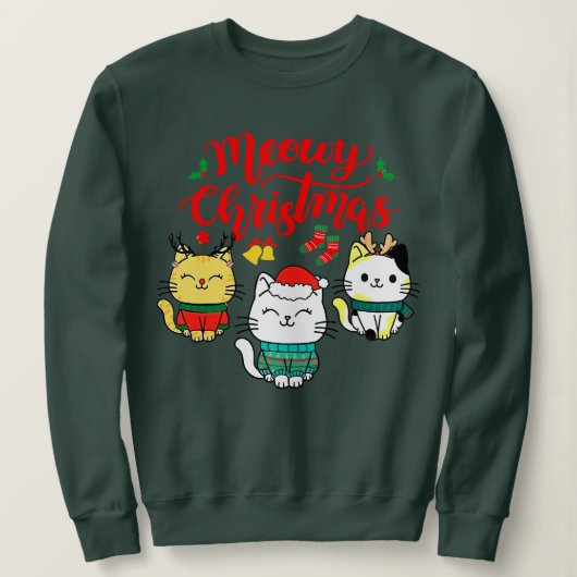 Cat Meowy Familie Matching Weihnachten Pajamas San Sweatshirt (Design vorne)