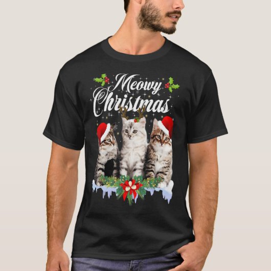 Cat Meowy Familie Matching Weihnachten Pajamas San T-Shirt (Vorderseite)