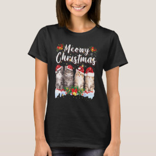 Cat Meowy Familie Weihnachten Pajamas Santa Cats X T-Shirt