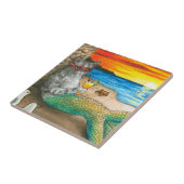 Cat Mermaid 25 Beach Sunset Fliese (Seite)