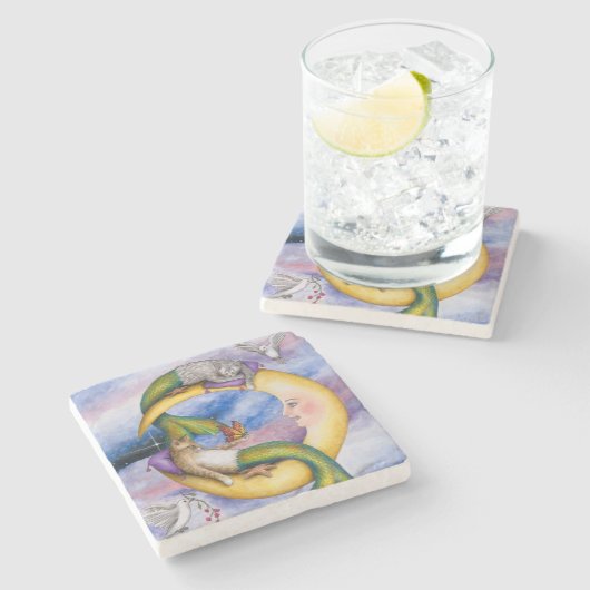 Cat Mermaid 29 Steinuntersetzer (Seitenansicht)