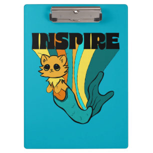 Cat Mermaid ASL Inspiriere Spiral Foto Notebook Klemmbrett