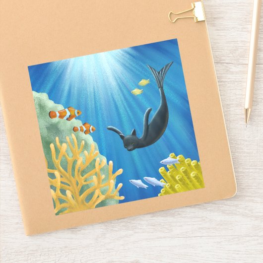 Cat Mermaid Aufkleber (Notizbuch)