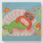 Cat Mermaid Coaster  Steinuntersetzer (Vorderseite)
