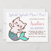 Cat Mermaid Girl Birthday Meowmaid Purrmaid Simple Einladung (Vorderseite)