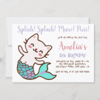 Cat Mermaid Girl Birthday Meowmaid Purrmaid Simple