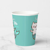 Cat Mermaid Girl Birthday Niedlich Purmaid Meowmai Pappbecher (Rechts)