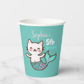 Cat Mermaid Girl Birthday Niedlich Purmaid Meowmai Pappbecher (Vorderseite)
