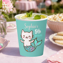Cat Mermaid Girl Birthday Niedlich Purmaid Meowmai