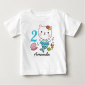 Cat Mermaid Girl Birthday Personalisierter T - Shi Baby T-shirt (Vorderseite)
