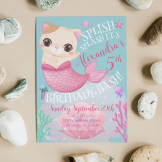 Cat Mermaid Meowmaid Unterhalb des Sea Pool-Party Einladung