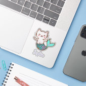 Cat Mermaid Niedlich Girly Script Meowmaid Purrmai Aufkleber (Laptop mit iPhone)
