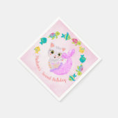 Cat Mermaid Purrmaids Birthday Plate Serviette (Ecke)