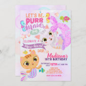 Cat Mermaid Purrmaids Geburtstagseinladung Einladung (Vorne/Hinten)