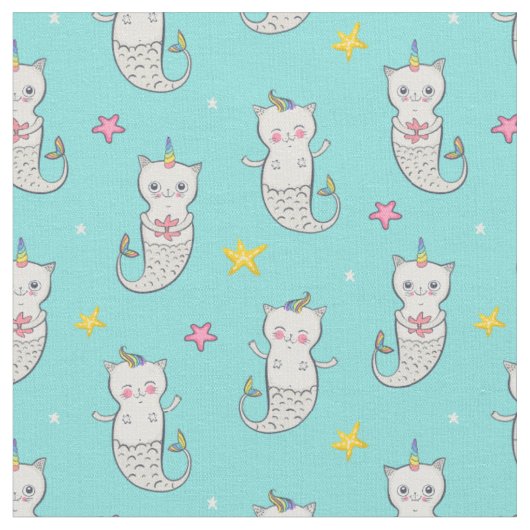 Cat Mermaids Stoff (Nahaufnahme)