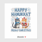 Cat Merry Christmas Happy Hanukkah Jewish Christia Aufkleber (Blatt)