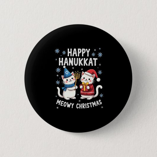 Cat Merry Christmas Happy Hanukkah Jewish Christia Button (Vorderseite)