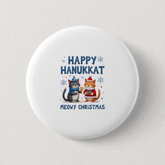 Cat Merry Christmas Happy Hanukkah Jewish Christia Button (Vorderseite)