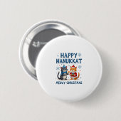 Cat Merry Christmas Happy Hanukkah Jewish Christia Button (Vorne & Hinten)