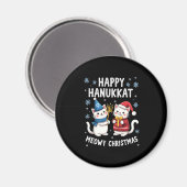Cat Merry Christmas Happy Hanukkah Jewish Christia Magnet (Vorderseite/Rückseite)