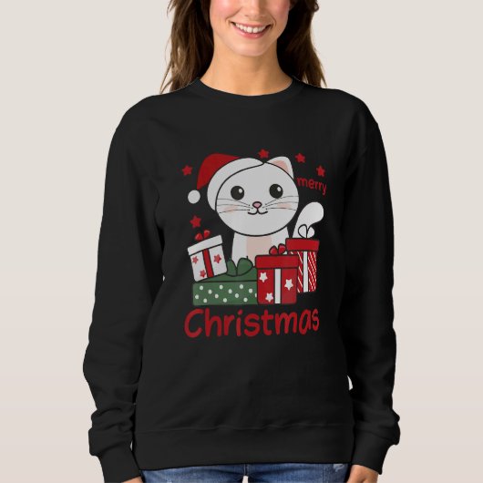 Cat Merry Christmas Winter Animals Cats Christmas Sweatshirt (Vorderseite)