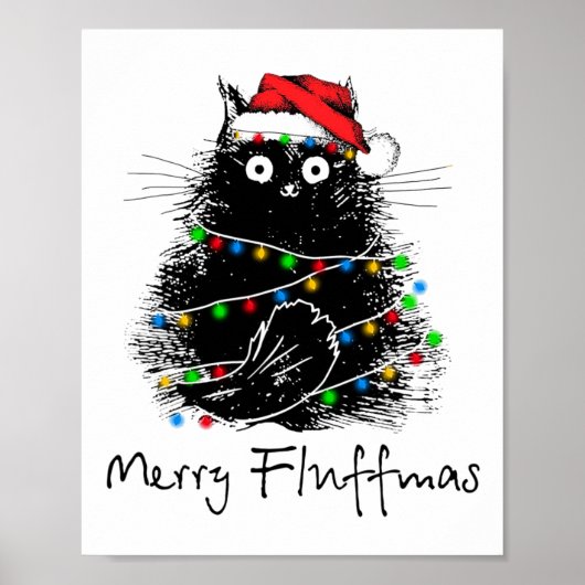 Cat Merry Fluffmas Cat Lover Weihnachtsgeschenk Poster (Vorne)