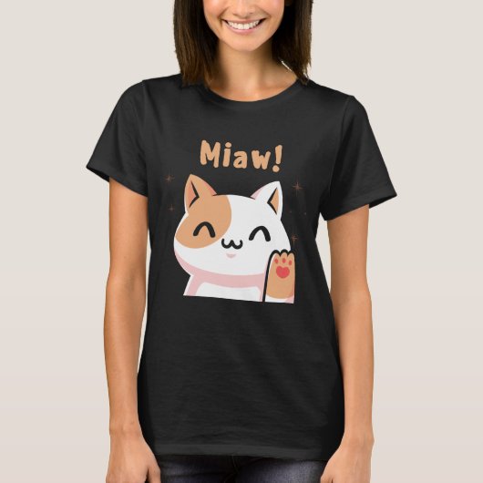 Cat Miaw-Kitty-Niedlich Cat-Funny T-Shirt (Vorderseite)
