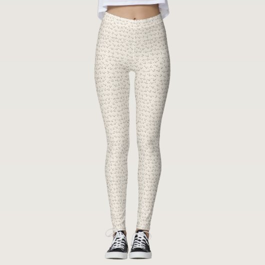 Cat Microprint Leggings – Soft Beige (Vorderseite)
