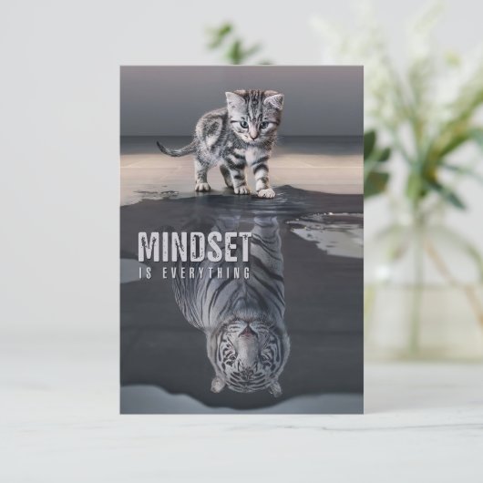 Cat Mindset ist alles Dankeskarte (Stehend Vorderseite)