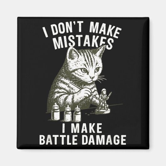 Cat Miniature Painter Battle Damage Funny Miniatur Magnet (Vorne)