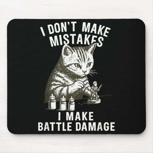 Cat Miniature Painter Battle Damage Funny Miniatur Mousepad (Vorne)
