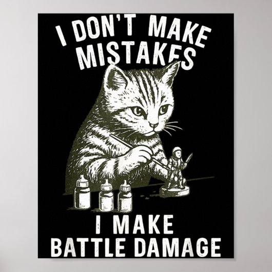 Cat Miniature Painter Battle Damage Funny Miniatur Poster (Vorne)