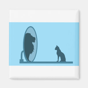 Cat Mirror Lion Reflection Confidence Motivation Magnet