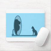 Cat Mirror Lion Reflection Confidence Motivation Mousepad (Mit Mouse)