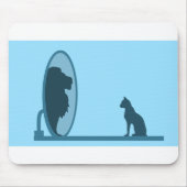 Cat Mirror Lion Reflection Confidence Motivation Mousepad (Vorne)
