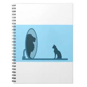 Cat Mirror Lion Reflection Confidence Motivation Notizblock