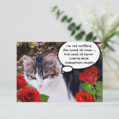 CAT MIT ROTE ROSEN BACON BRUNCH-PARTY EINLADUNG (Stehend Vorderseite)