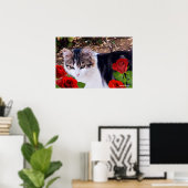 CAT MIT ROTE ROSEN POSTER (Heimbüro)