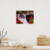 CAT MIT ROTE ROSEN POSTER (Küche)
