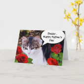 CAT MIT ROTE ROSEN, VATER-TAG KARTE (Gelbe Blume)