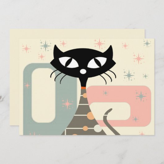 Cat Mitte des Jahrhunderts Moderne Ankündigung (Vorne/Hinten)