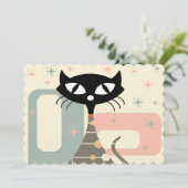 Cat Mitte des Jahrhunderts Moderne Feiertagskarte (Stehend Vorderseite)